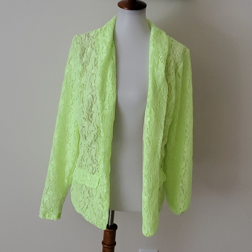 Torrid neon green lace blazer size 1x